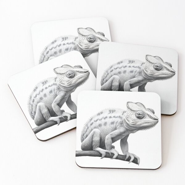 Item preview, Black and white Chameleon pencil drawing designed and sold by Pencil-Art.