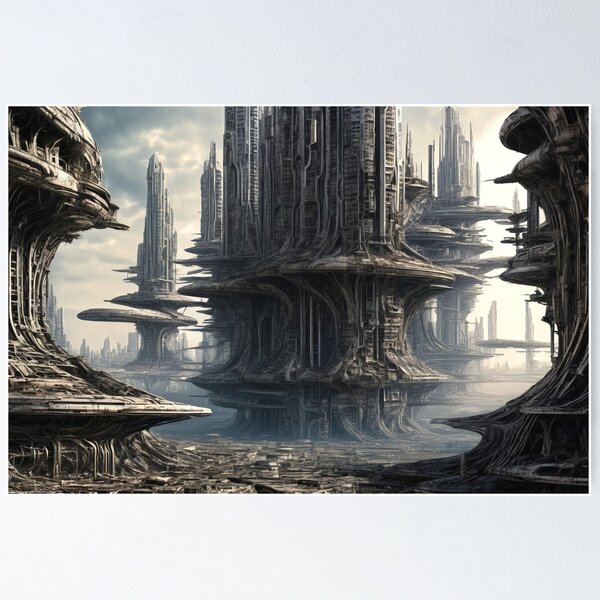 Artikel-Vorschau von Unendliche Alien City im Giger-Stil Nr. 5, Central Tower, designt und verkauft von Kendall Anderson.