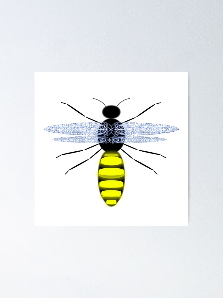 Poster Insecte Volant Avec Frelon Jaune Guepe Abeille Par M Lorentsson Redbubble