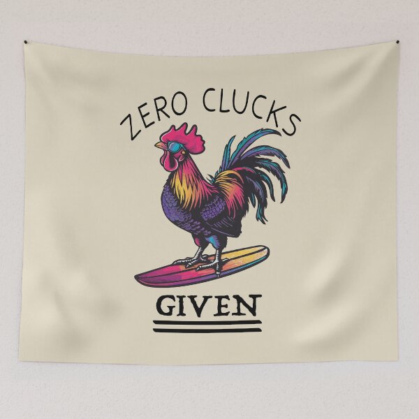 Item preview, Surfing Rooster - No Clucks Given (with Black Lettering) designed and sold by VelvetRoom.