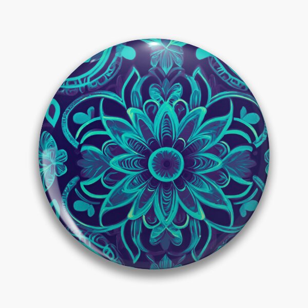 Item preview, Neon Night Blooms: Navy and Blue Floral Pattern designed and sold by GrizzlyCollective.