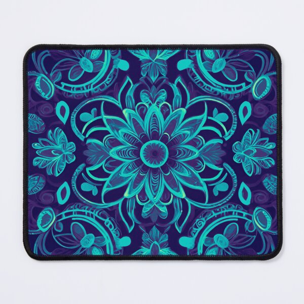 Item preview, Neon Night Blooms: Navy and Blue Floral Pattern designed and sold by GrizzlyCollective.