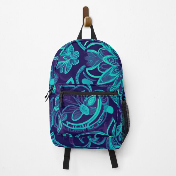 Item preview, Neon Night Blooms: Navy and Blue Floral Pattern designed and sold by GrizzlyCollective.