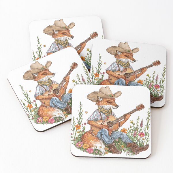 Item preview, A Fox Playing Guitar On Whimsical Flowers Garden designed and sold by baucestudio.