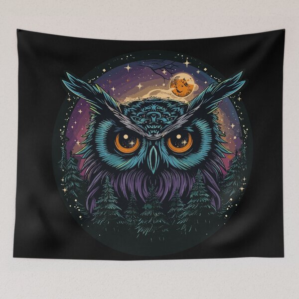 Item preview, Owl at Night Over a Starlit Forest designed and sold by FloeC.
