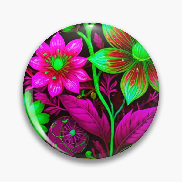 Artikelvorschau, Lebendige Flora: Grünes und rosa Blumenmuster entworfen und verkauft von GrizzlyCollective.