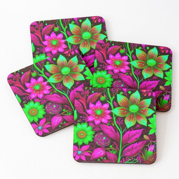 Item preview, Vibrant Flora: Green and Pink Floral Pattern designed and sold by GrizzlyCollective.