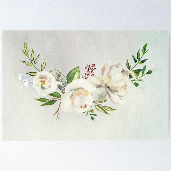 Item preview, Cream watercolor flowers on cream and green background designed and sold by Shauna Kenworthy.