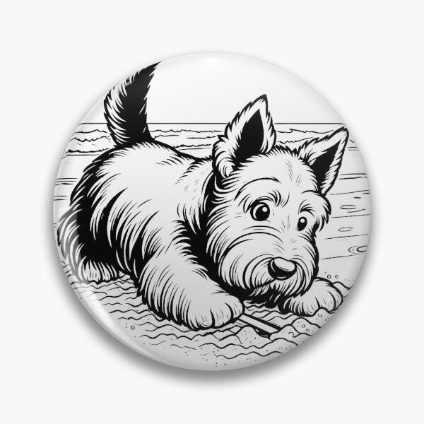 Item preview, The Scottish Terrier is digging in the sand at the beach designed and sold by Svetlana Kalaturskaia.