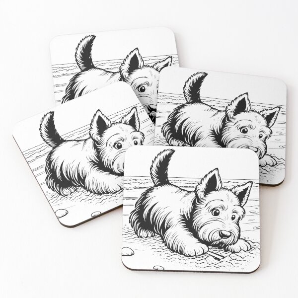 Item preview, The Scottish Terrier is digging in the sand at the beach designed and sold by Svetlana Kalaturskaia.