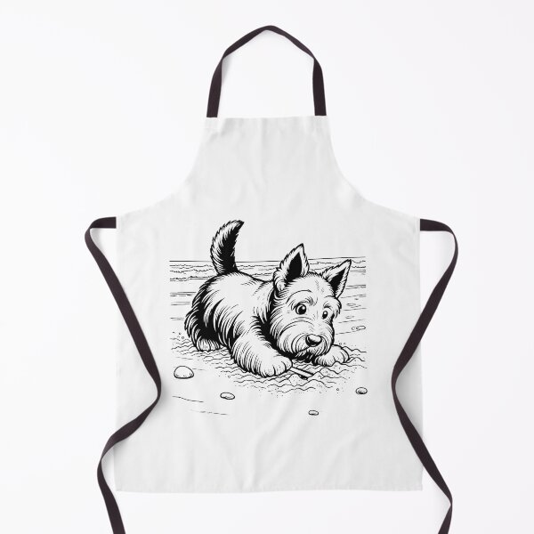 Item preview, The Scottish Terrier is digging in the sand at the beach designed and sold by Svetlana Kalaturskaia.