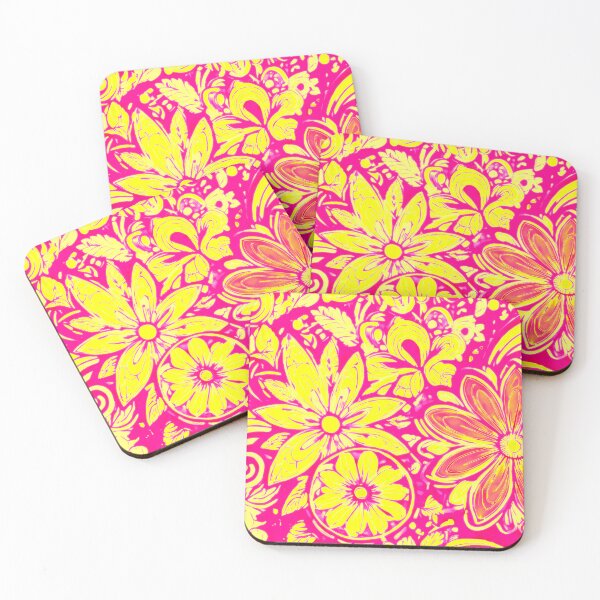 Item preview, Sun-kissed Petals: Pink and Yellow Floral Pattern designed and sold by GrizzlyCollective.