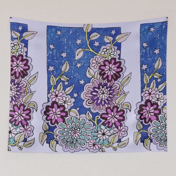 Item preview, Blue Pink Flowers Green Leaves designed and sold by Fransyn.