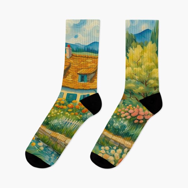 Item preview, Painting of A Beautiful Country House Nearby a Small River With Colorful Flowers Garden and Trees - Museum Epic Impressionist Painting designed and sold by MyArt23.