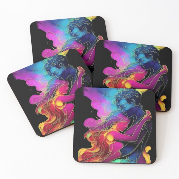 Item preview, Embrace of Fire: Multicolored Alcohol Ink Abstract Featuring a Couple in Warm Tones designed and sold by Elpico11.