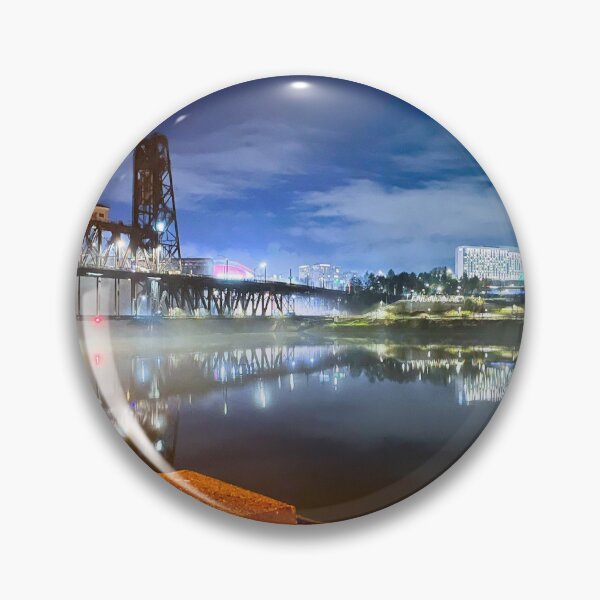 Item preview, Steel Bridge in Portland on a cloudy night designed and sold by ArtByVenryDell.