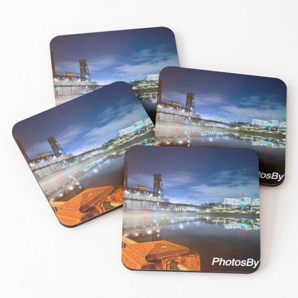 Item preview, Steel Bridge in Portland on a cloudy night designed and sold by ArtByVenryDell.