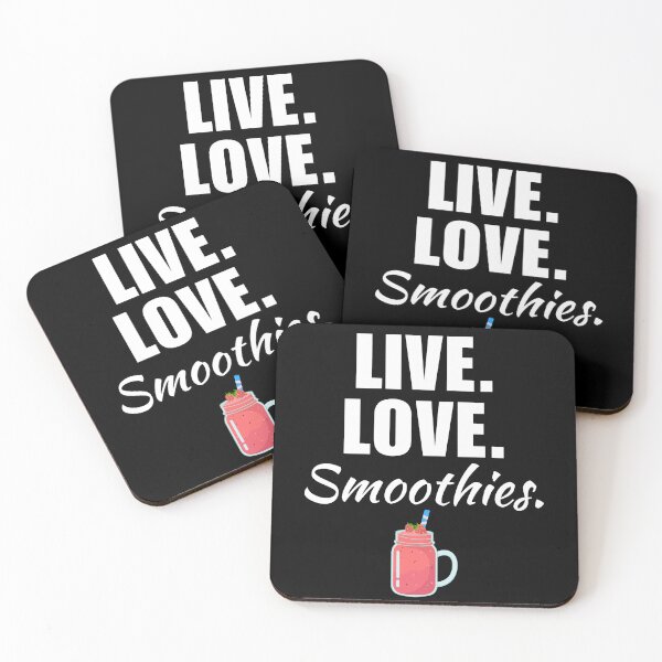Item preview, Live, love, smoothies. Pink strawberry fruit smoothie, vegan lifestyle plant based diet saying or quote designed and sold by NBSStore.