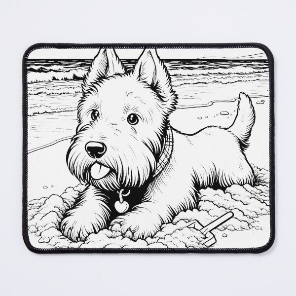 Item preview, The Scottish Terrier in the sand at the beach designed and sold by Svetlana Kalaturskaia.