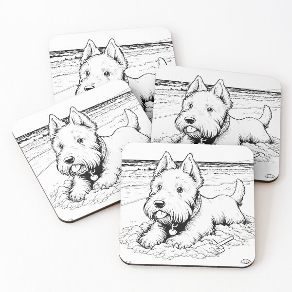 Item preview, The Scottish Terrier in the sand at the beach designed and sold by Svetlana Kalaturskaia.