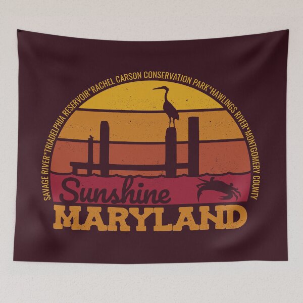 Item preview, Sunshine Maryland Sunset Retro Local Pride Logo designed and sold by CRHPOD20.