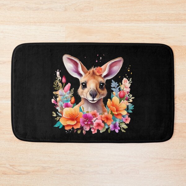 Artikelvorschau, Ein Känguru mit schönen bunten Blumen aus Wasserfarbe entworfen und verkauft von CreativeSparkzz.