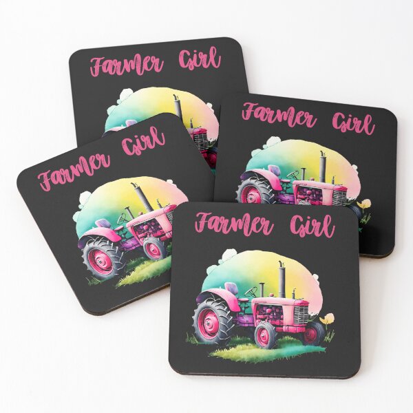 Item preview, Watercolor Pink Tractor Farmer Girl designed and sold by AlienOccupation.
