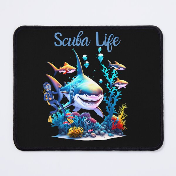 Item preview, Watercolor Shark Scuba Diver Scuba Life designed and sold by AlienOccupation.