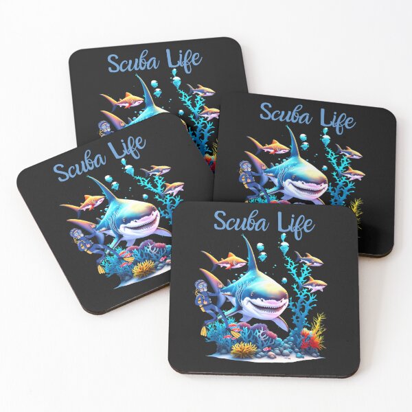 Aperçu de l'œuvre Aquarelle Requin Scuba Diver Scuba Life créée et vendue par AlienOccupation.