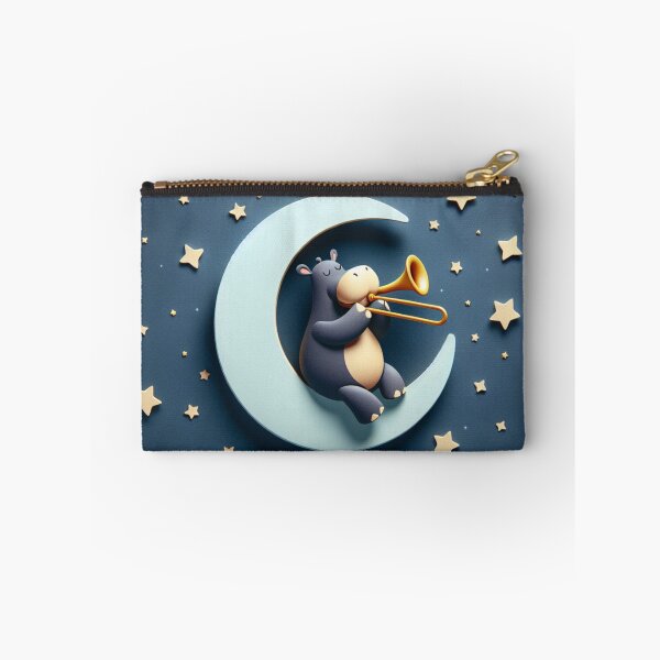 Item preview, Moon Serenade: Surreal Hippo Playing Trombone to the Stars designed and sold by 0penvimark.