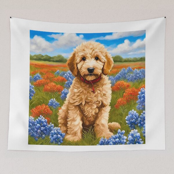Item preview, Goldendoodle Puppy in Texas Wildflower Field designed and sold by Fredster1966.