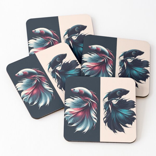 Artikelvorschau, Gespiegelte Betta Splendens Fische, Minimalistisch entworfen und verkauft von FinFriends.