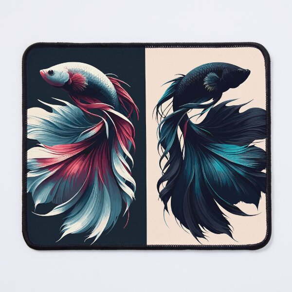 Aperçu de l'œuvre Poisson Betta Splendens en miroir, minimaliste créée et vendue par FinFriends.