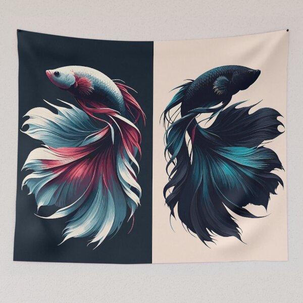 Artikelvorschau, Gespiegelte Betta Splendens Fische, Minimalistisch entworfen und verkauft von FinFriends.