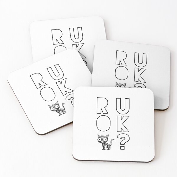 Item preview, R U OK | not fine | just breathe | Quotes | Highly Sensitive people | Caring kitty designed and sold by themichetti.