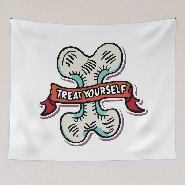 Item preview, Treat Yourself Bone Ribbon Illustration designed and sold by NiftyWrx.