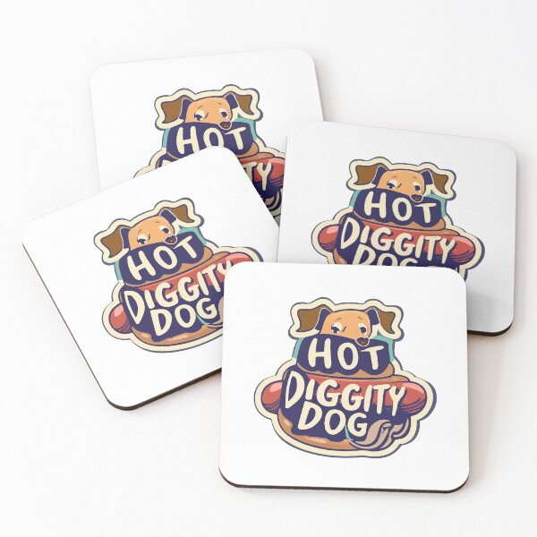 Item preview, Retro Dachshund Hot Diggity Dog Pun Sticker designed and sold by NiftyWrx.