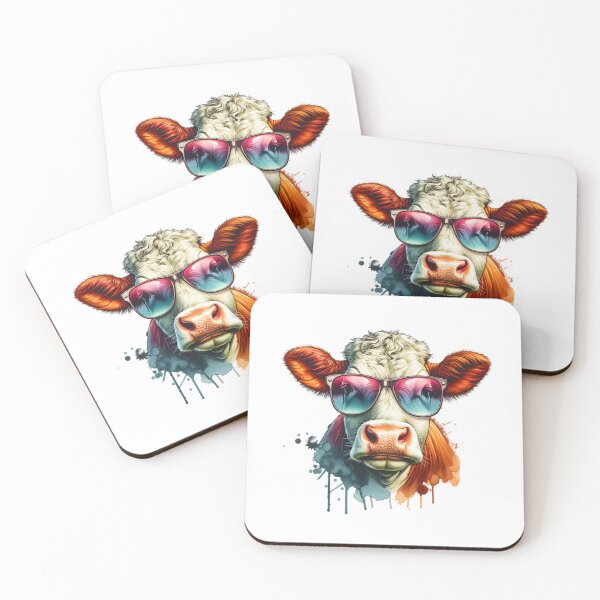 Item preview, Watercolor Hereford Cow Wearing Sunglasses designed and sold by TheAnimalZ00.