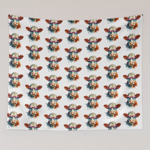 Item preview, Watercolor Hereford Cow Wearing Sunglasses designed and sold by TheAnimalZ00.