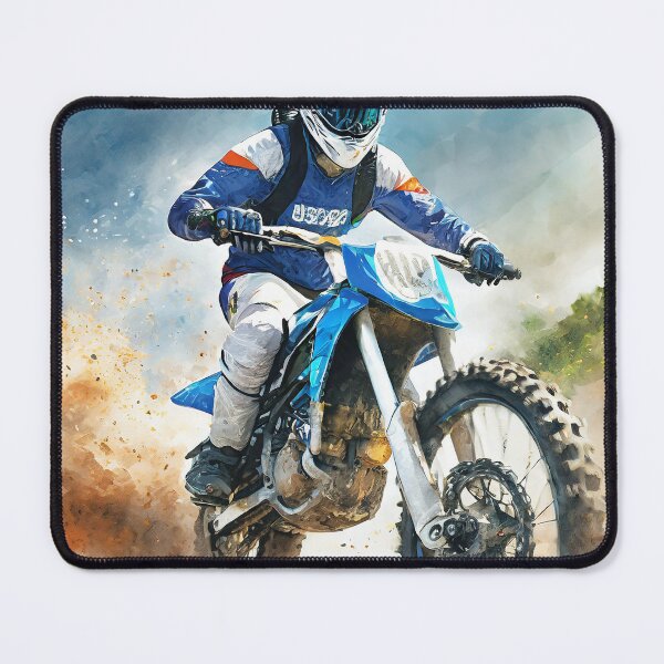 Item preview, A motocross rider leaps, dirt flying, in a vivid display of speed and skill designed and sold by homydesign.