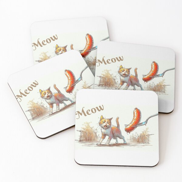 Item preview, Meow! Cat shocked at sausage on a fork designed and sold by Get-Forked.