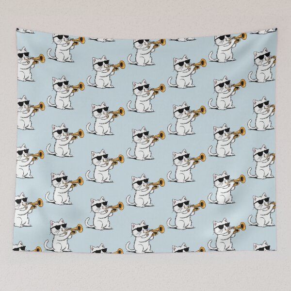 Item preview, Funny Cat Wearing Sunglasses Playing Trumpet Gift for Men Women -  designed and sold by PurpleLoveStore.