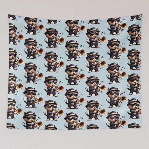 Item preview, Funny Cat Wearing Sunglasses Playing Trumpet Gift for Men Women -  designed and sold by PurpleLoveStore.