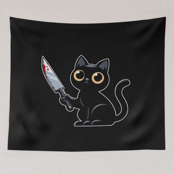 Item preview, Murderous black cat with gift knife designed and sold by ArteeInnovation.
