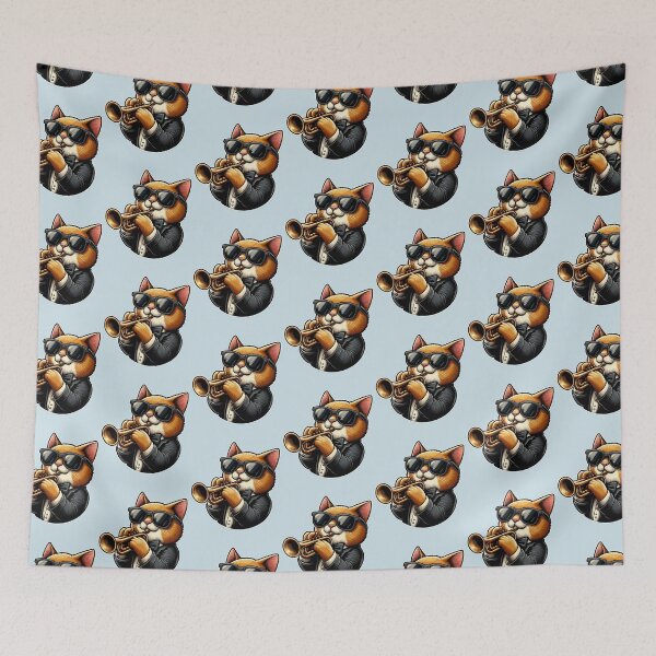 Item preview, Funny Cat Wearing Sunglasses Playing Trumpet Gift for Men Women -  designed and sold by PurpleLoveStore.