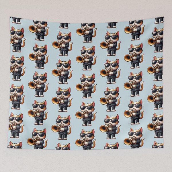 Item preview, Funny Cat Wearing Sunglasses Playing Trumpet Gift for Men Women -  designed and sold by PurpleLoveStore.