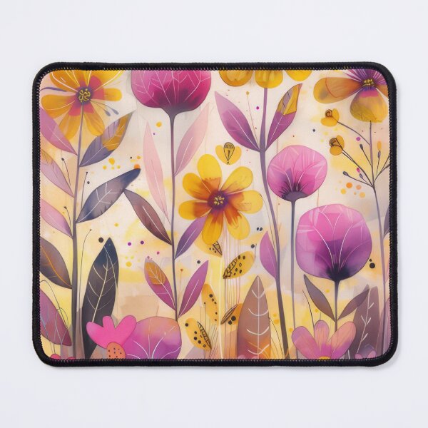Item preview, Stunning watercolour flower garden scene in purples and yellows designed and sold by PrettyPinkSkies.