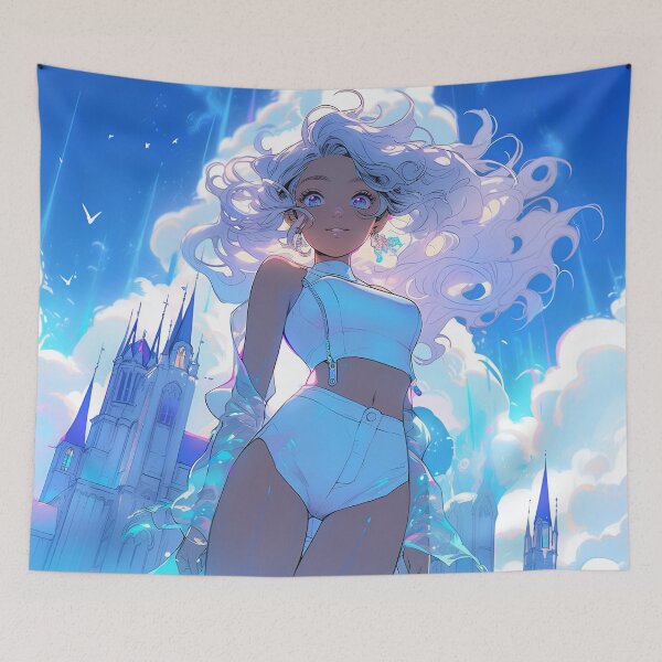 Item preview, Serene Sapphire Skies Anime Girl designed and sold by bubblegoth.