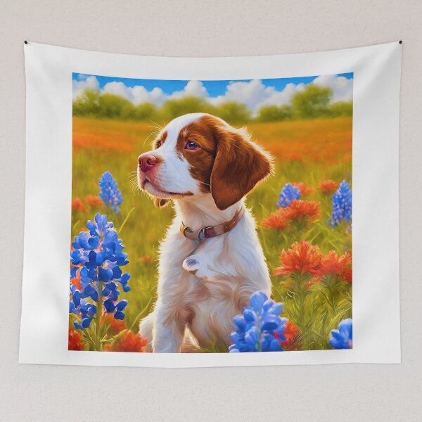 Item preview, Texas Wildflower Field Brittany Spaniel Puppy designed and sold by Fredster1966.
