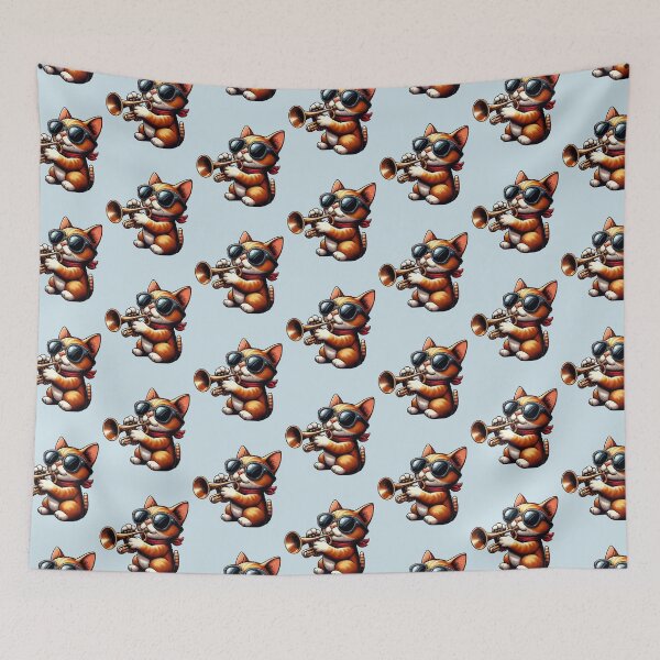 Item preview, Funny Cat Wearing Sunglasses Playing Trumpet Gift for Men Women -  designed and sold by PurpleLoveStore.